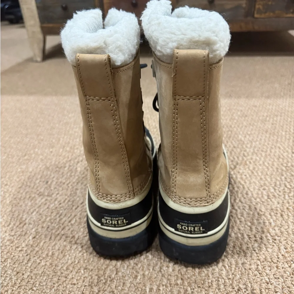 SOREL Women’s Caribou Tan and Black Winter Waterproof Boots - Size 7.5 - Picture 2 of 5